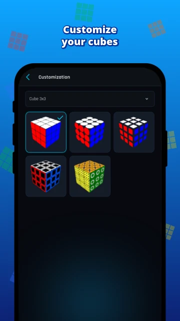 Customize your cubes: choose the 3x3 cube skin among five styles