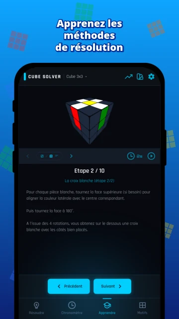 Apprenez les méthodes de résolution : leçon du cube 3x3, étape 2 sur 10, la croix blanche
