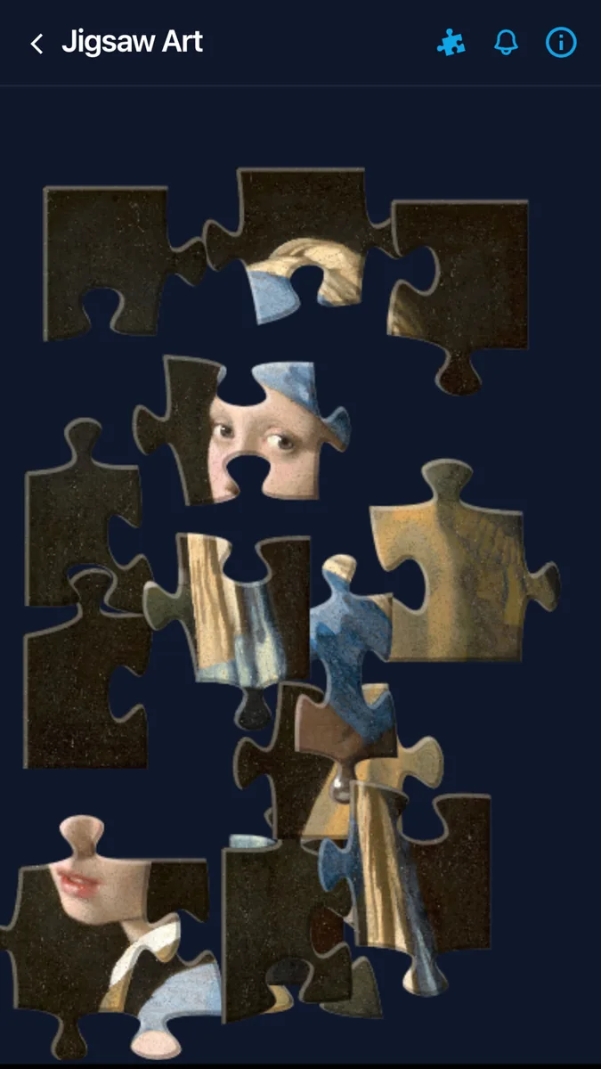 Puzzle de la Jeune Fille à la perle en cours d'assemblage