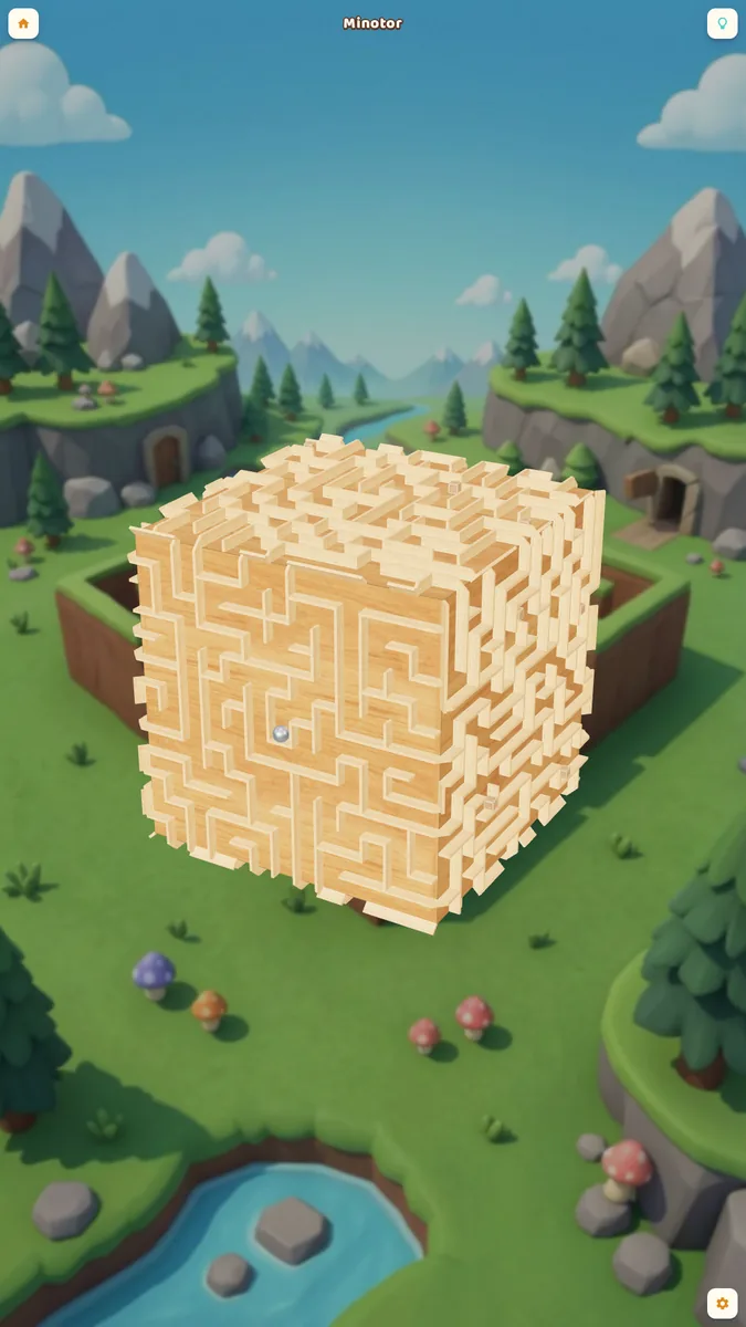 Minotor: giant maze cube seen from the front