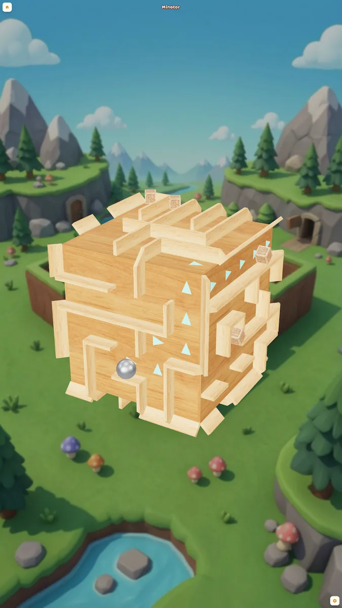 Minotor: ball on a cube face with the hint arrows